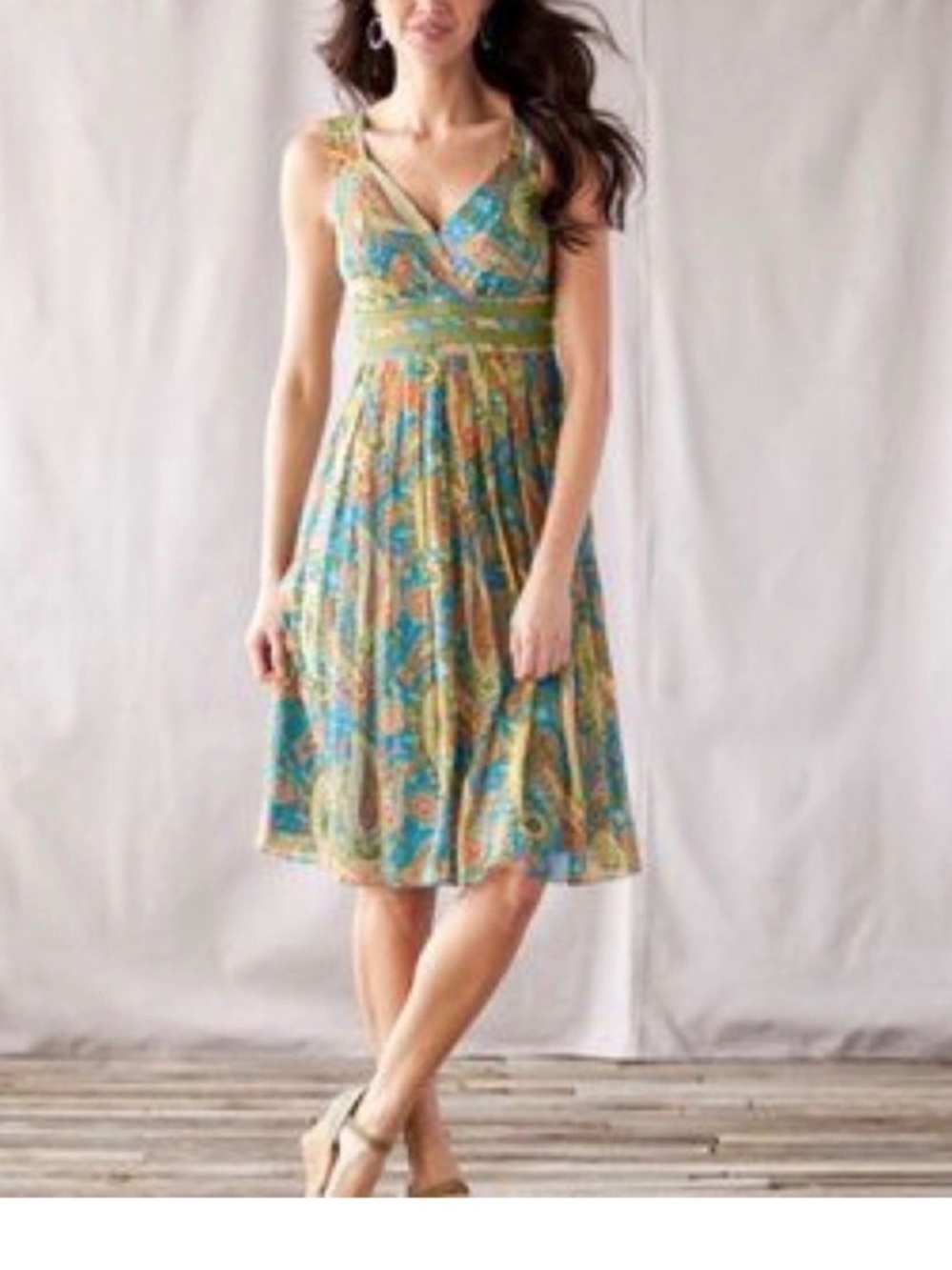 Sundance‎ Silk "Sea of Dreams" Sleeveless Midi Dress Size 14/16